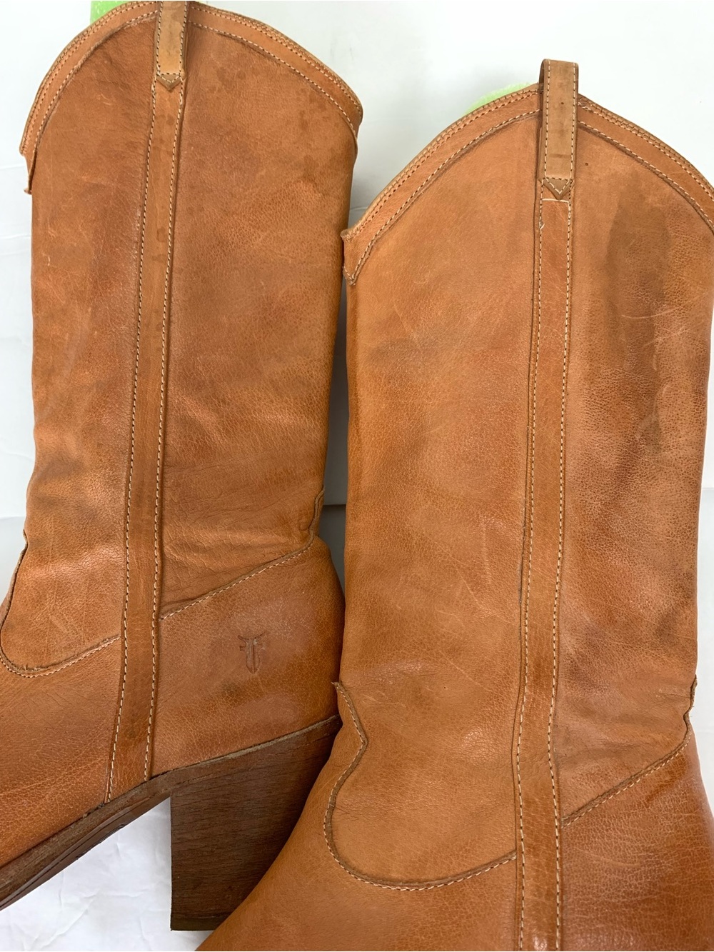 Frye Taylor Pull On Tan Leather Western Tall Boots Pointed Toe Womens Size 11 - Picture 10 of 15